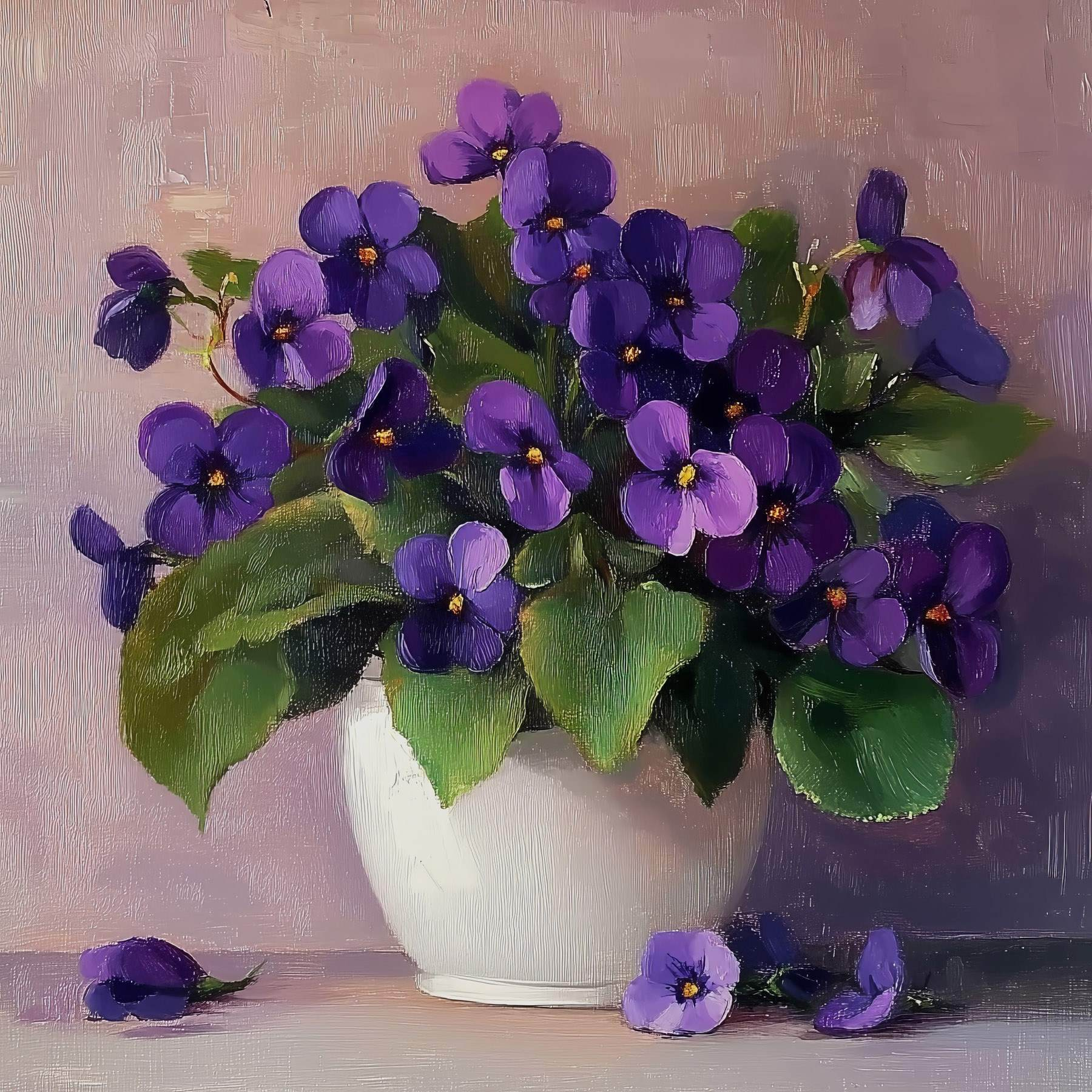 Pot of purple flowers