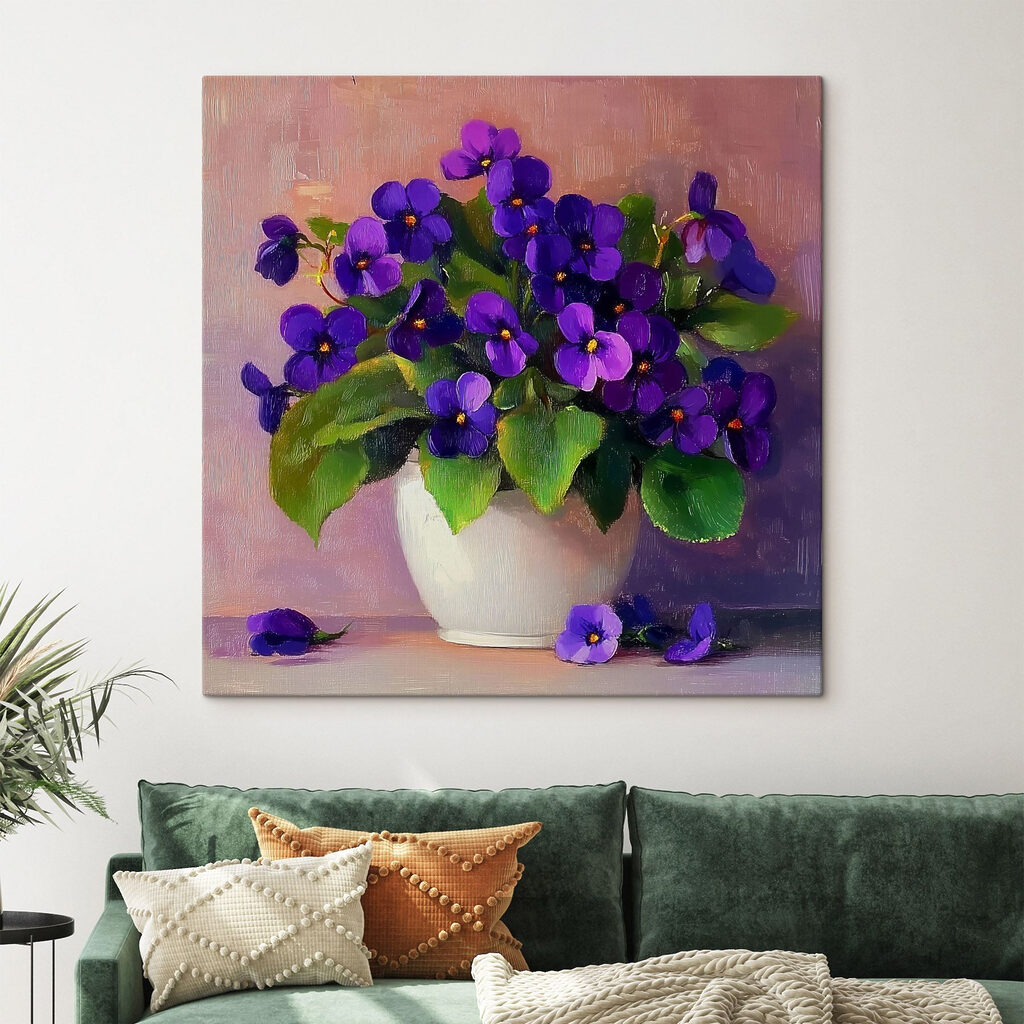 Pot of purple flowers Pot of purple flowers