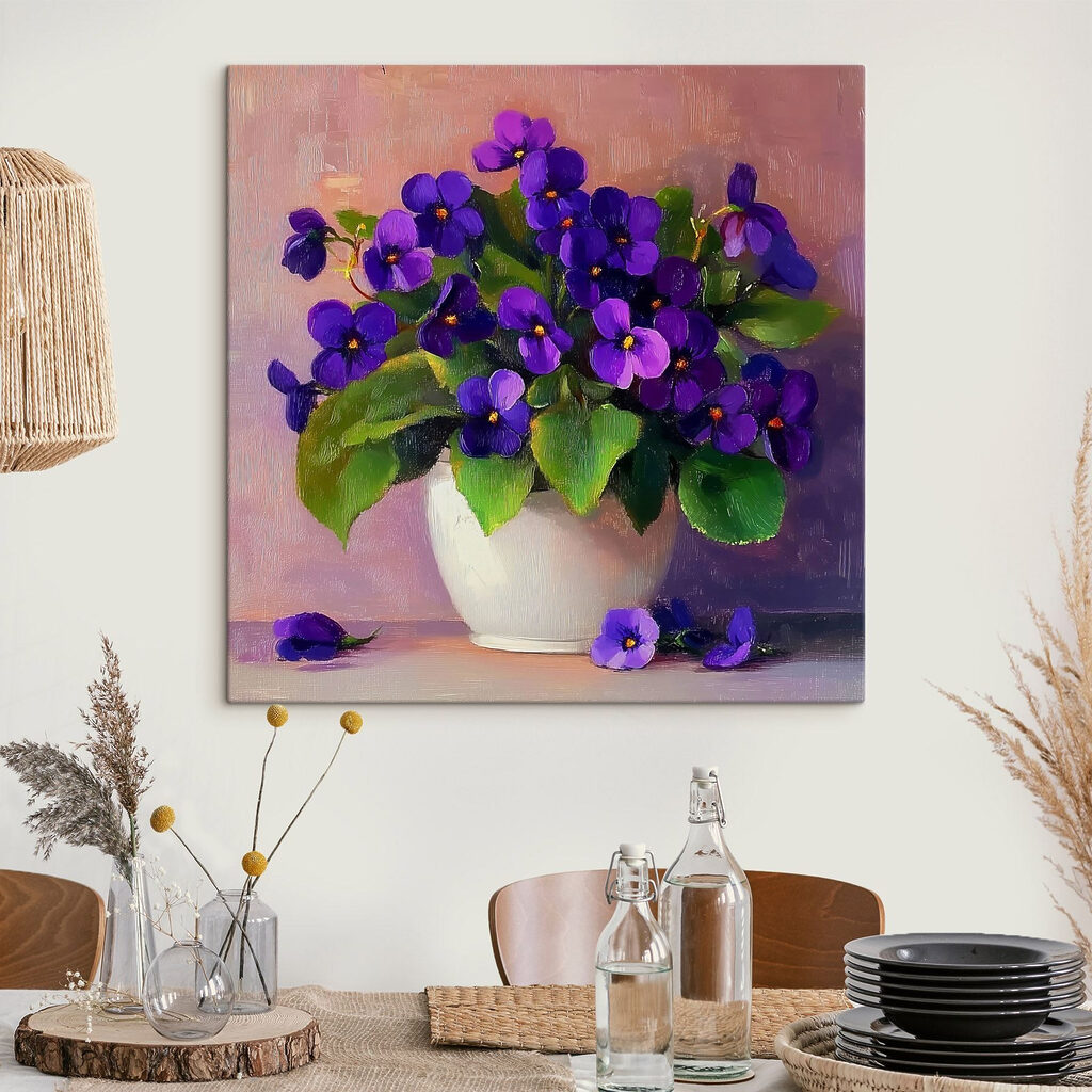 Pot of purple flowers Pot of purple flowers