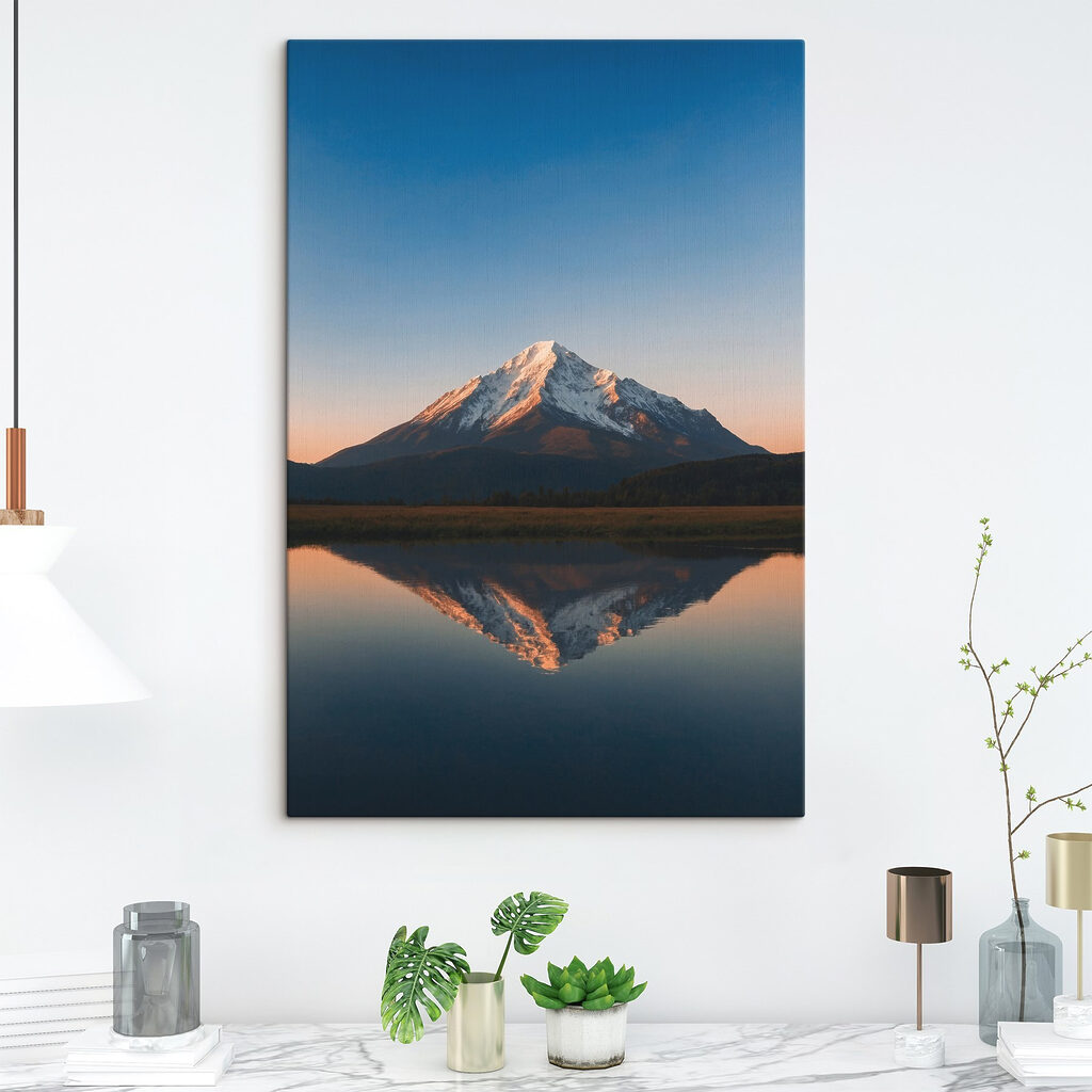 Mountain with a lake and grass
