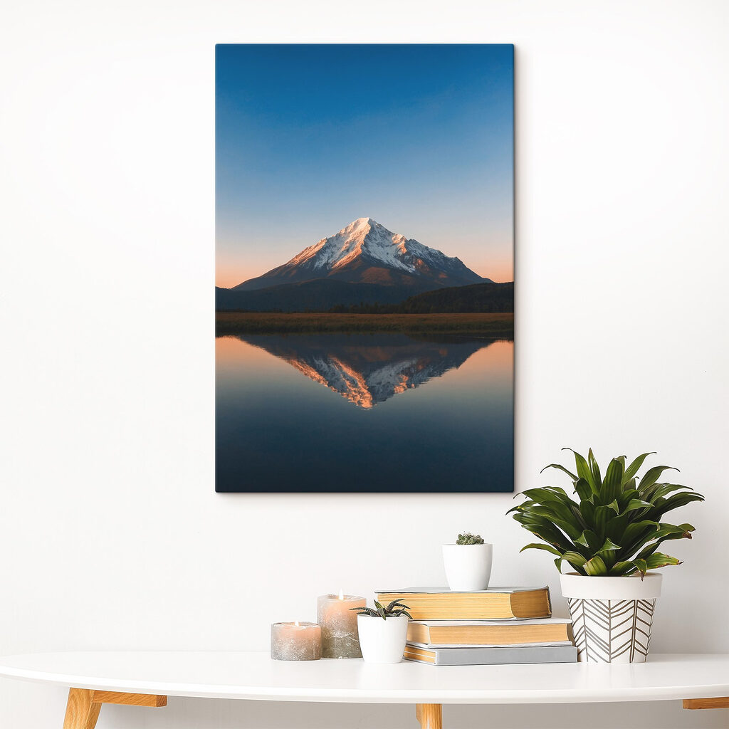 Mountain with a lake and grass