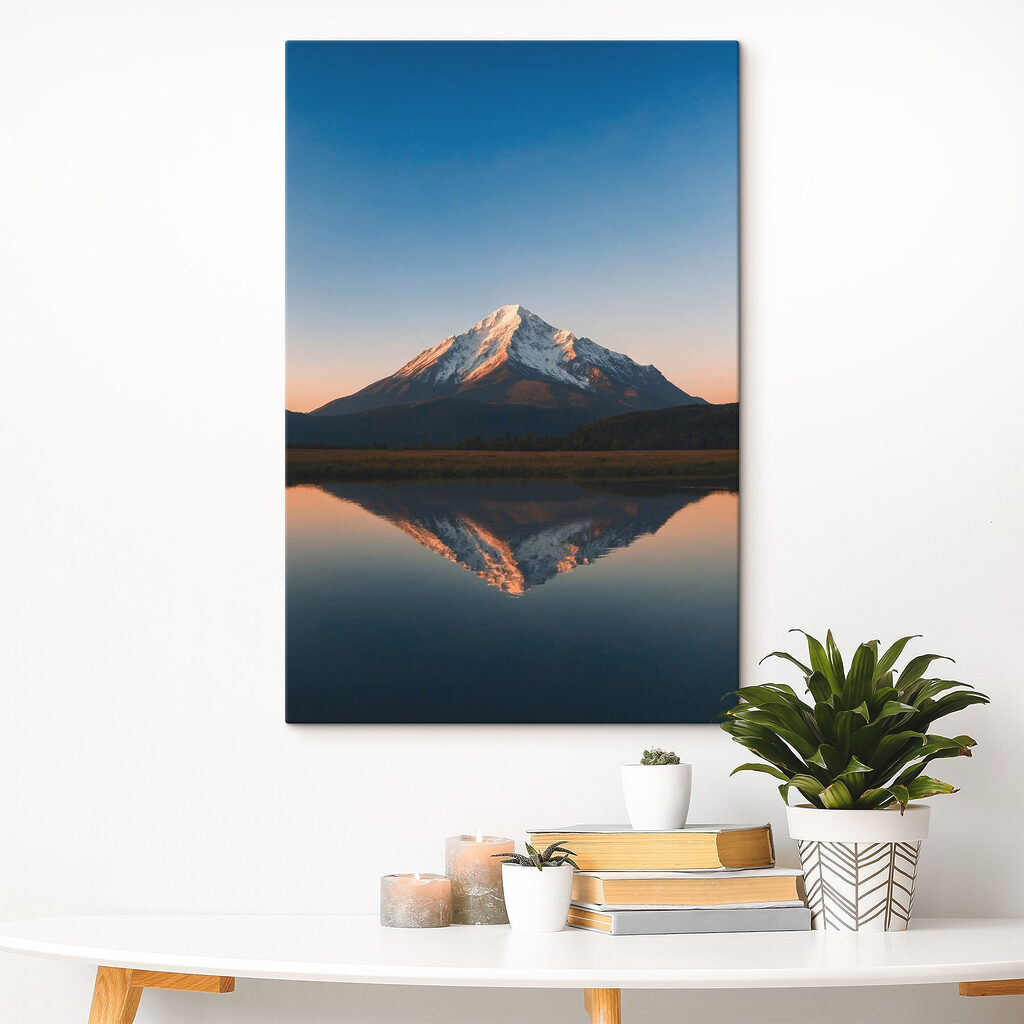 Mountain with a lake and grass