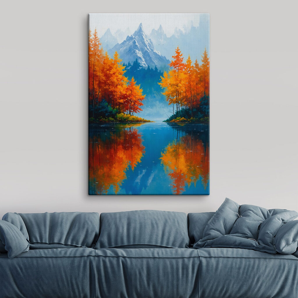 Painting of a mountain and trees Painting of a mountain and trees