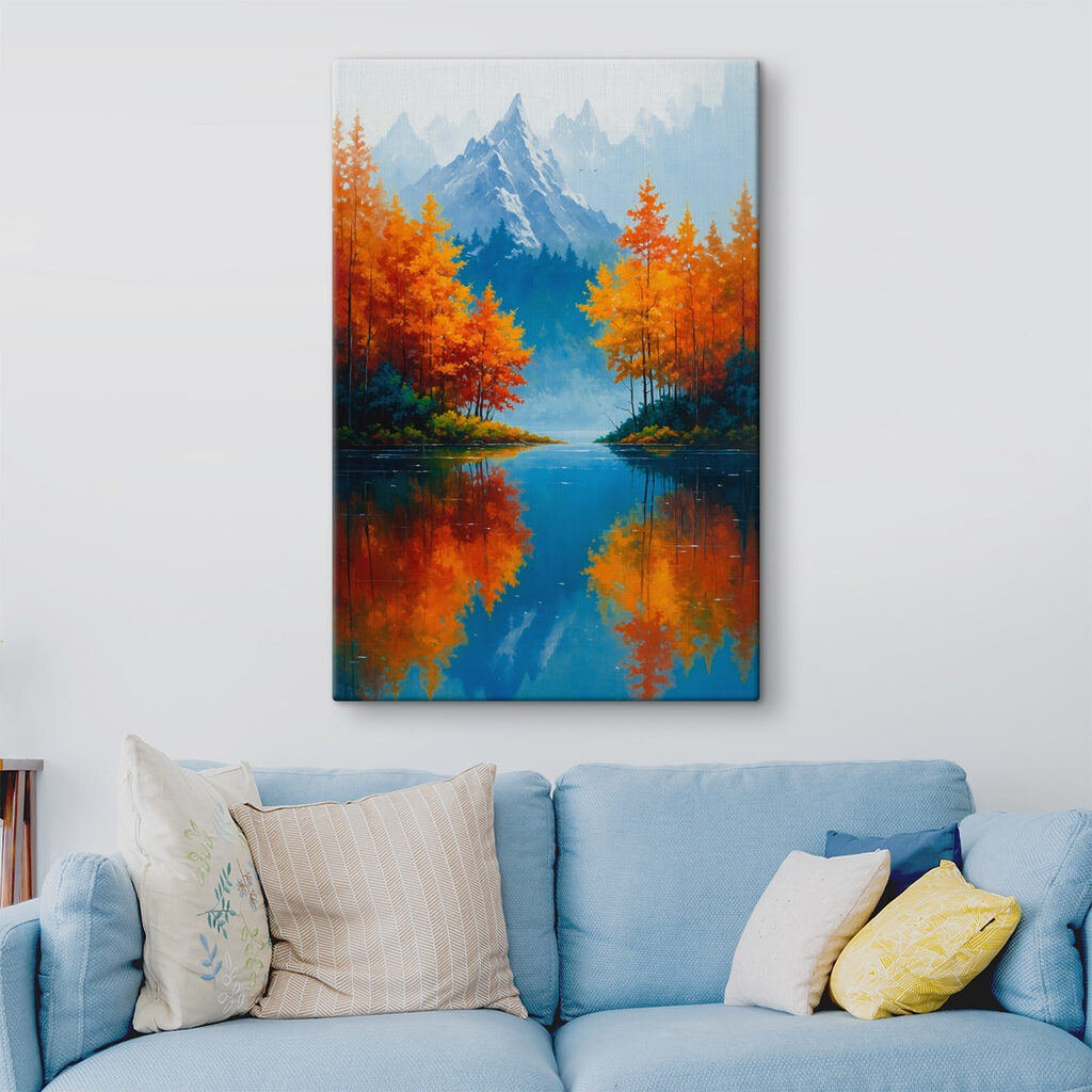 Painting of a mountain and trees Painting of a mountain and trees