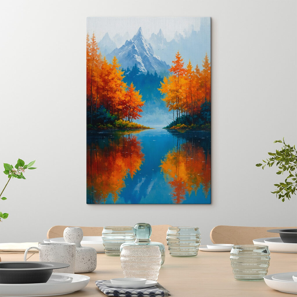 Painting of a mountain and trees Painting of a mountain and trees