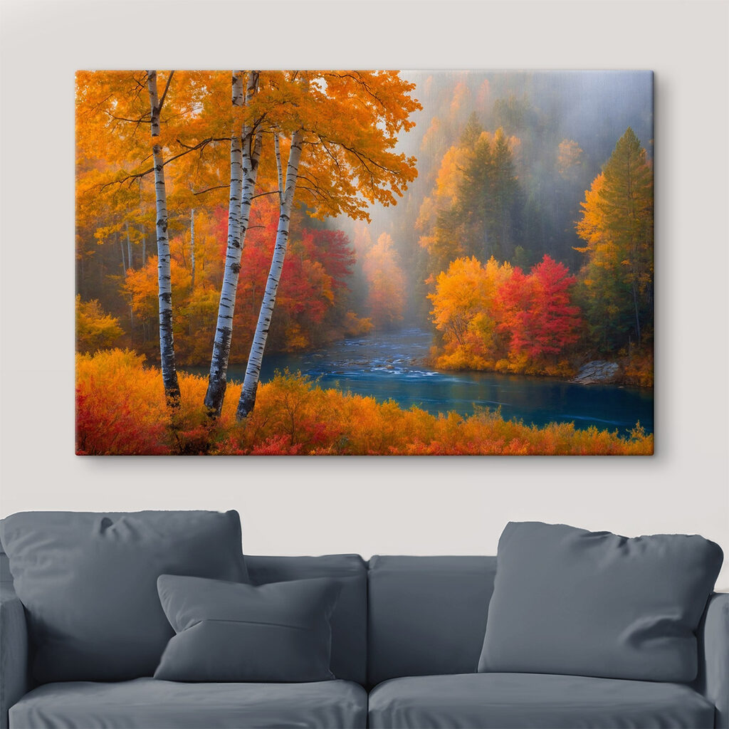 River with trees and colorful leaves