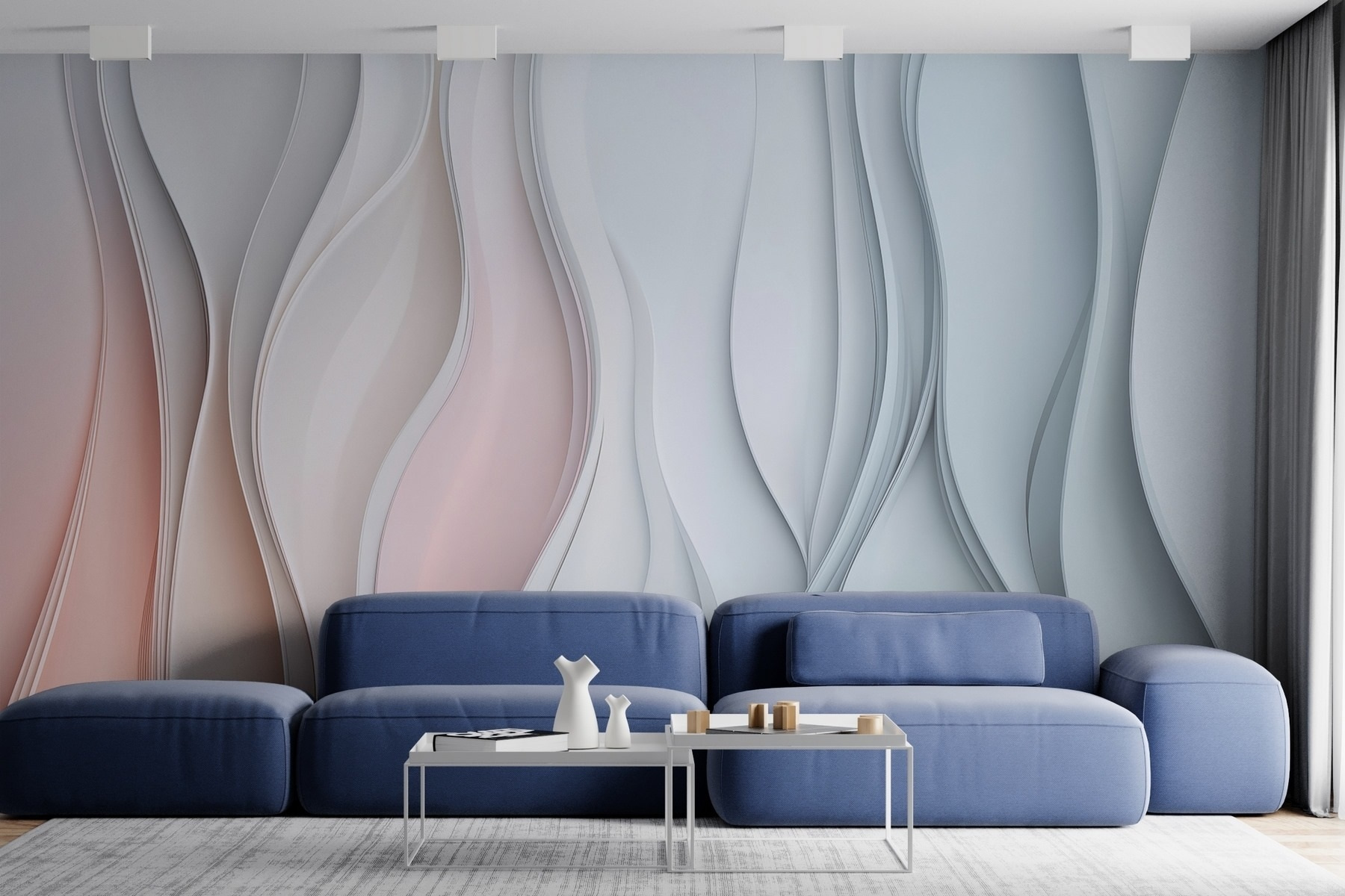 White and pink wavy lines