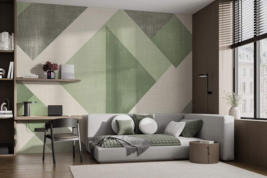 Model geometric verde și alb