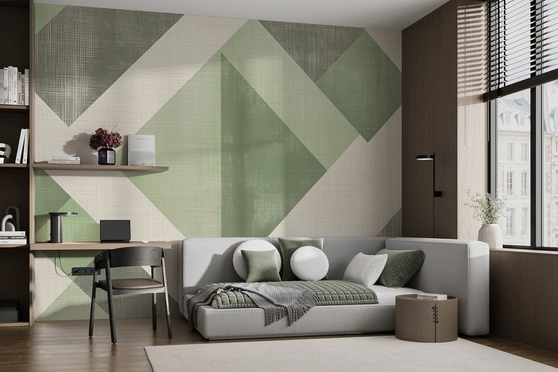 Green and white geometric pattern Green and white geometric pattern