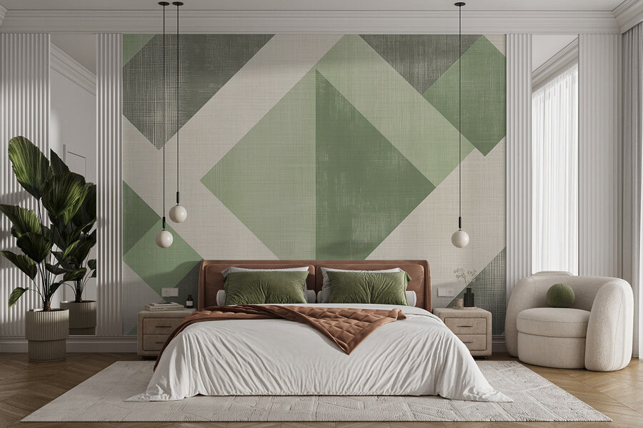 Model geometric verde și alb