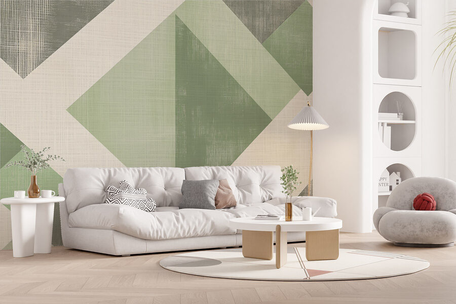 Model geometric verde și alb