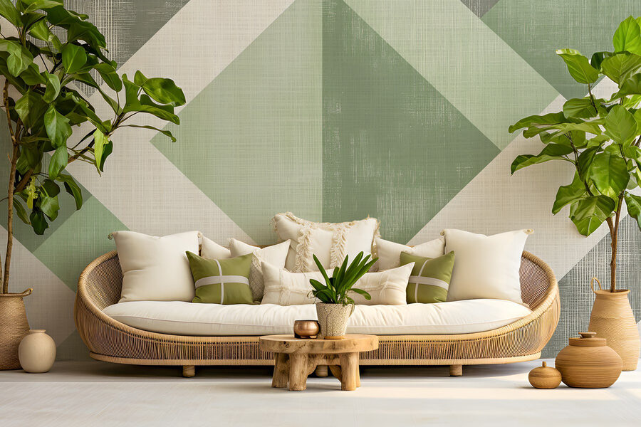 Model geometric verde și alb