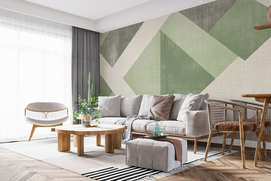 Model geometric verde și alb