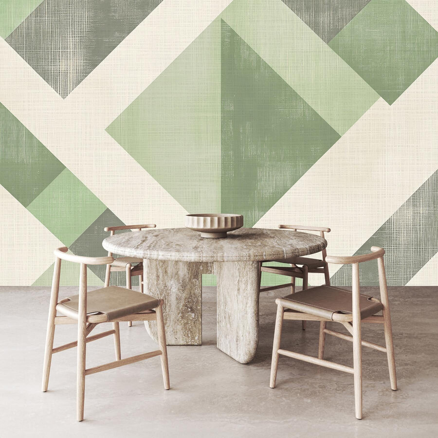 Model geometric verde și alb
