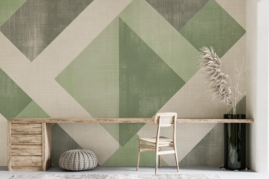 Model geometric verde și alb