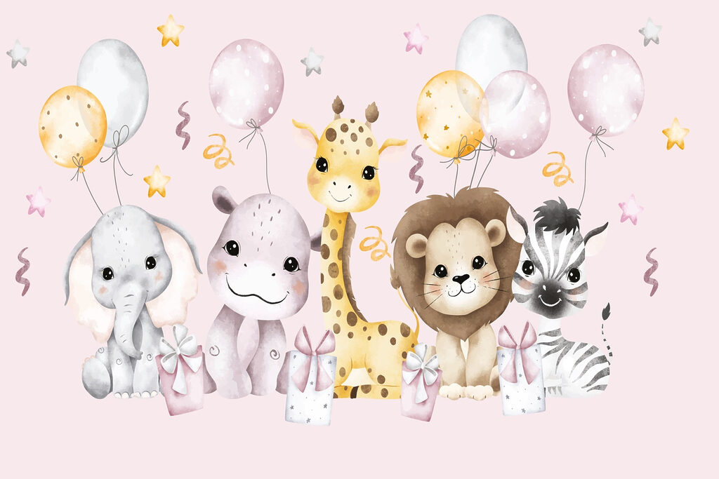 Grup de animale cu baloane Grup de animale cu baloane