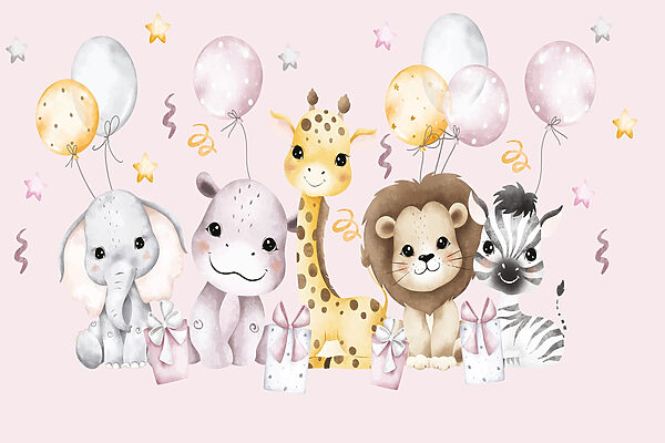 Grup de animale cu baloane Grup de animale cu baloane