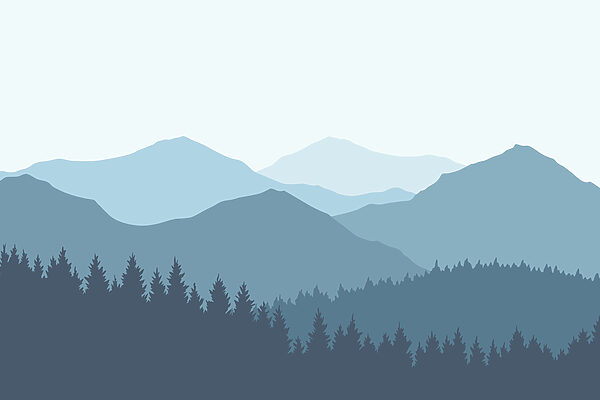 Landscape of mountains and trees