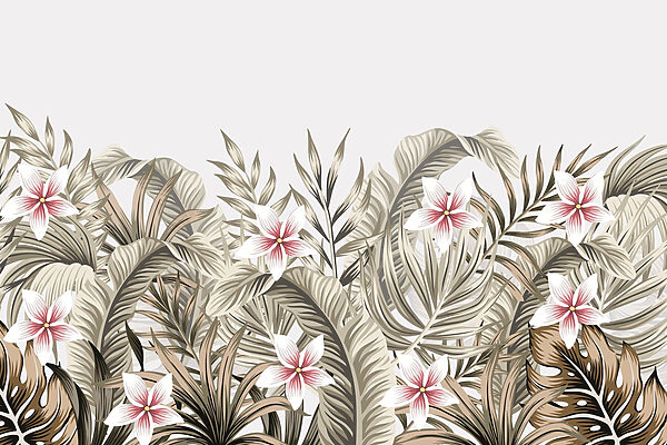 Frunziș tropical cu accente florale Frunziș tropical cu accente florale