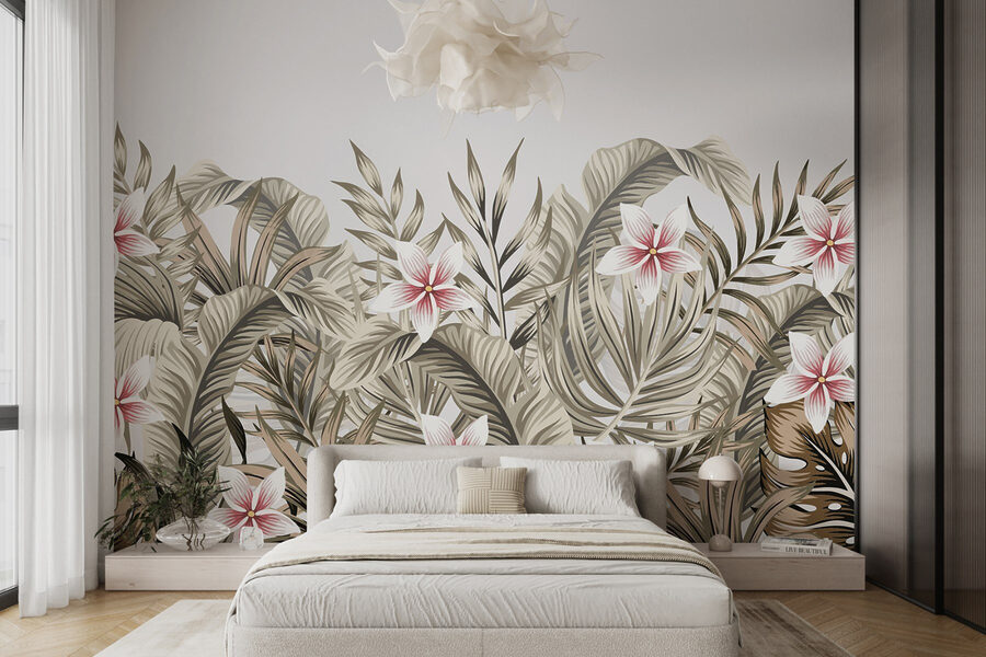 Frunziș tropical cu accente florale Frunziș tropical cu accente florale