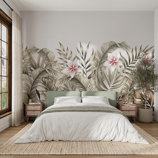 Frunziș tropical cu accente florale Frunziș tropical cu accente florale