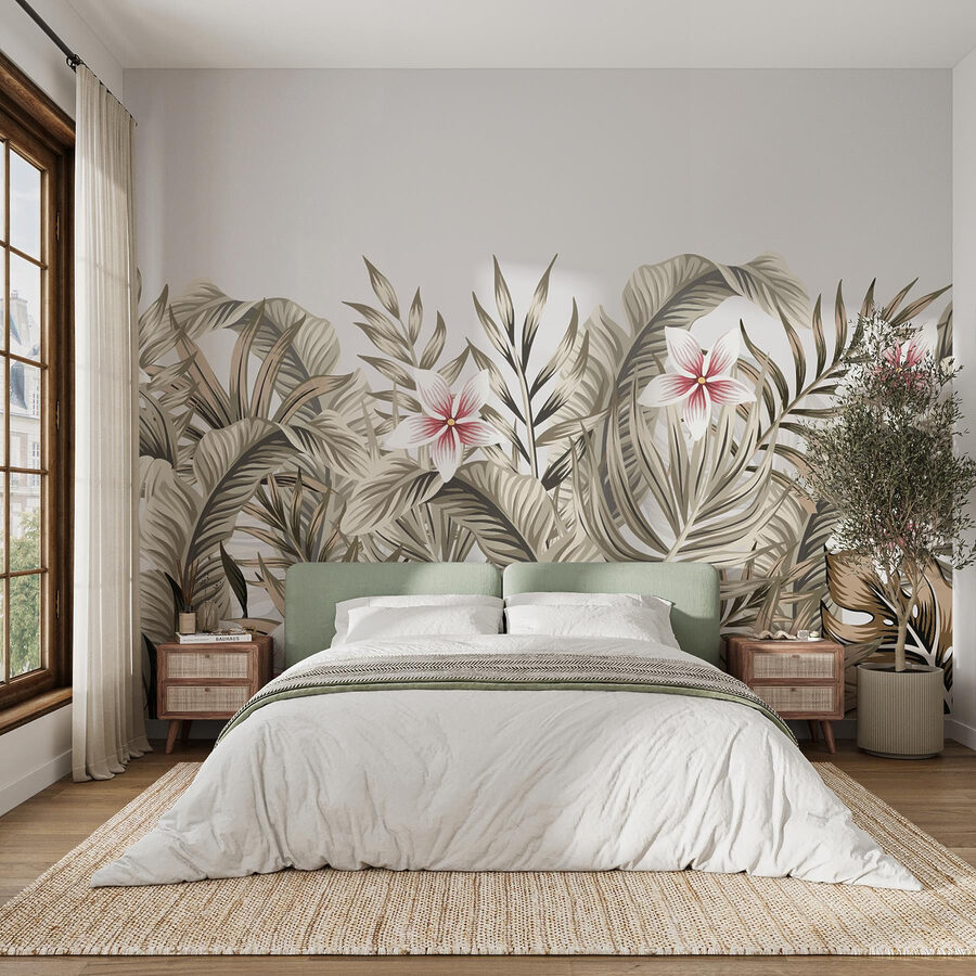 Frunziș tropical cu accente florale Frunziș tropical cu accente florale