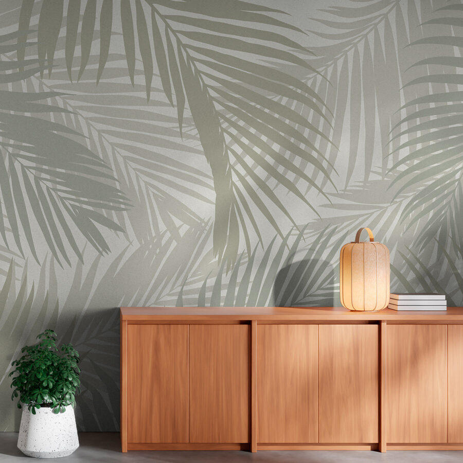 Wall murals Pattern of leaves on a white background