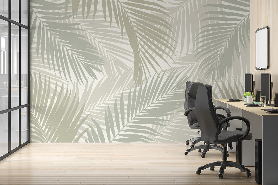 Wall murals Pattern of leaves on a white background