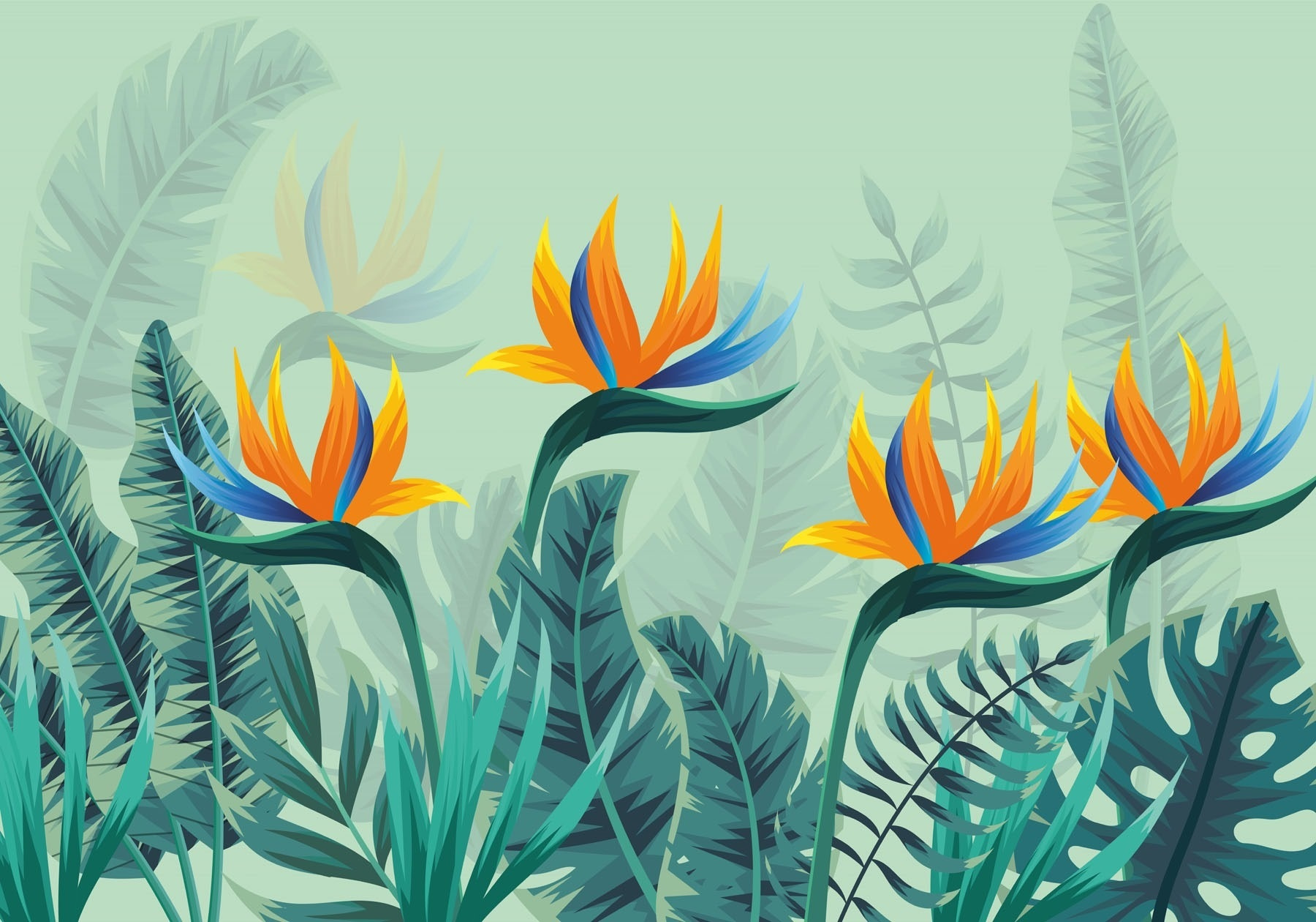 Group of flowers and leaves Group of flowers and leaves