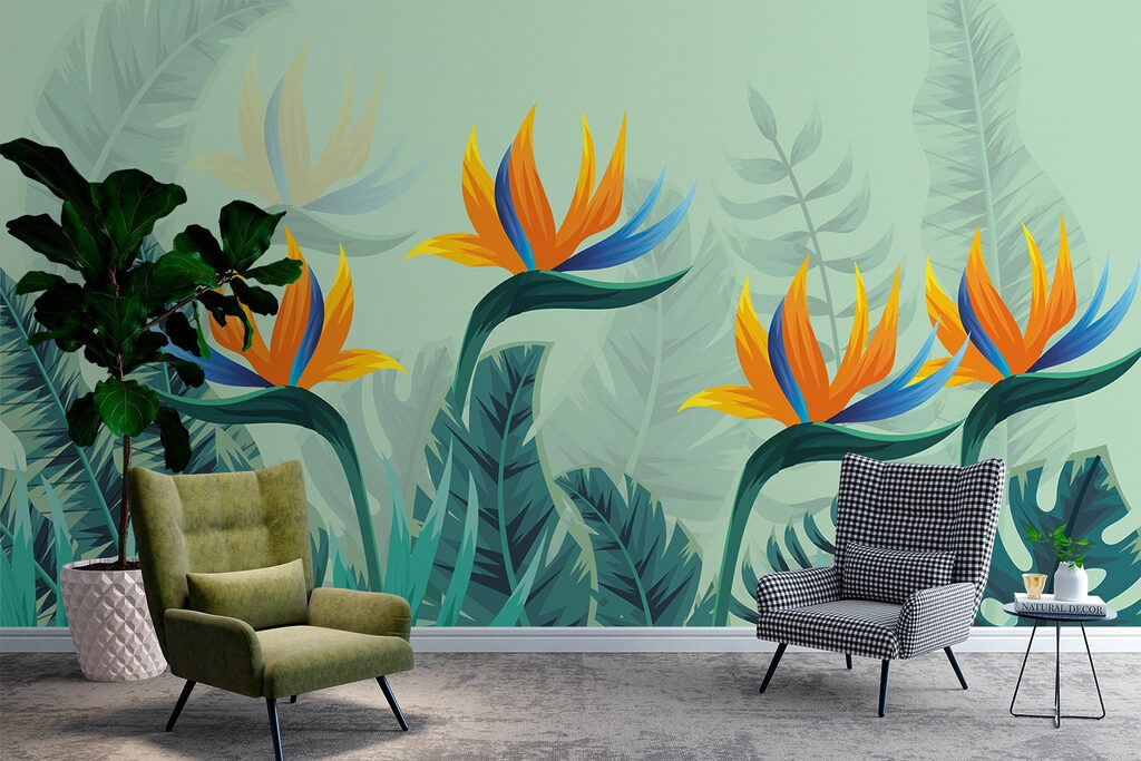 Group of flowers and leaves Group of flowers and leaves