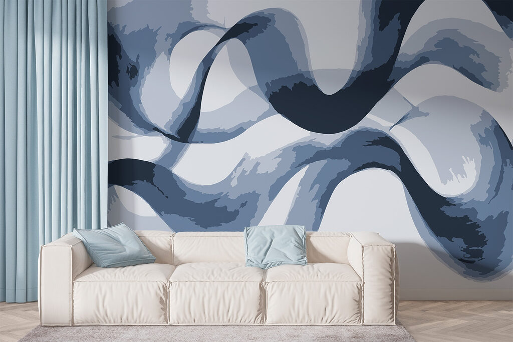Blue and white swirls