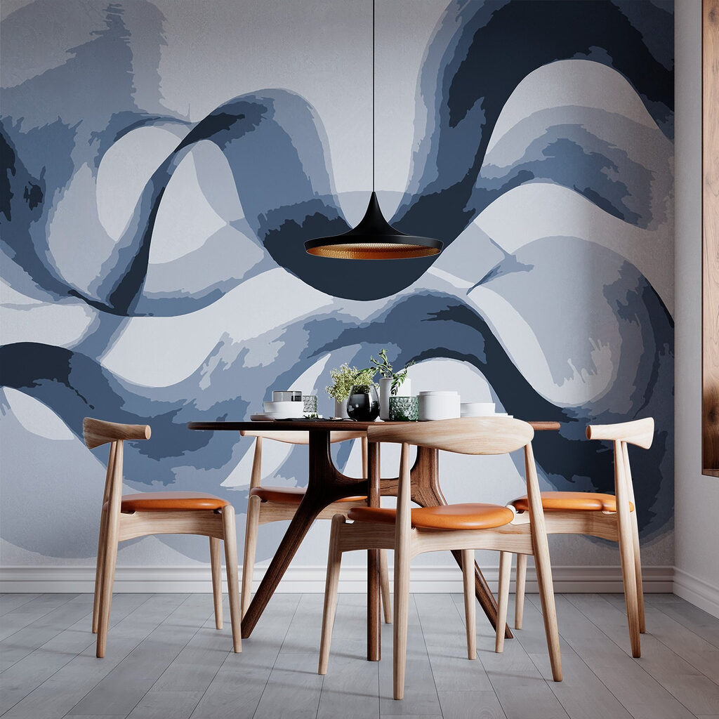 Blue and white swirls