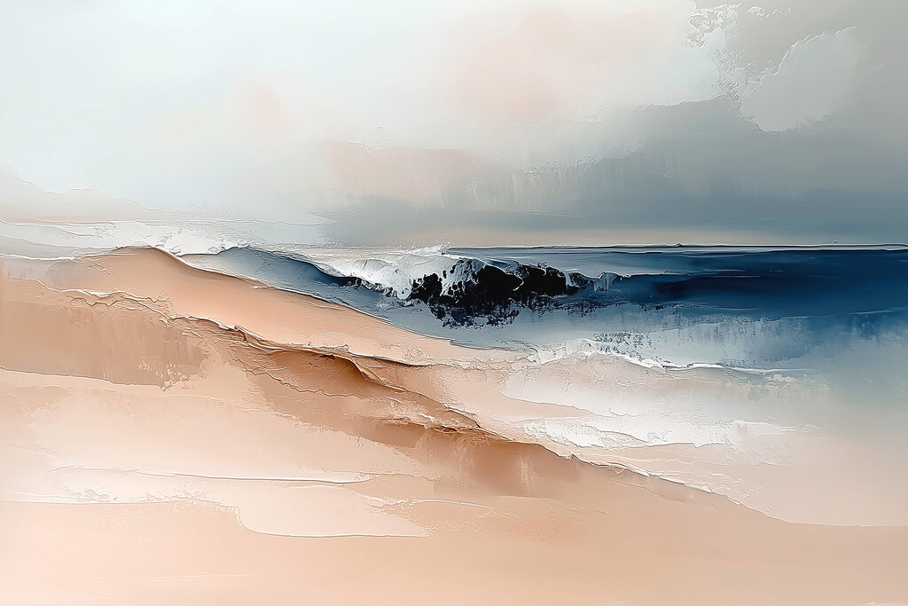 Sand dune with waves in the background