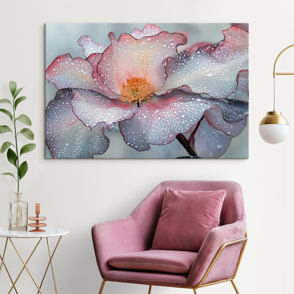 Delicate petals adorned with raindrops