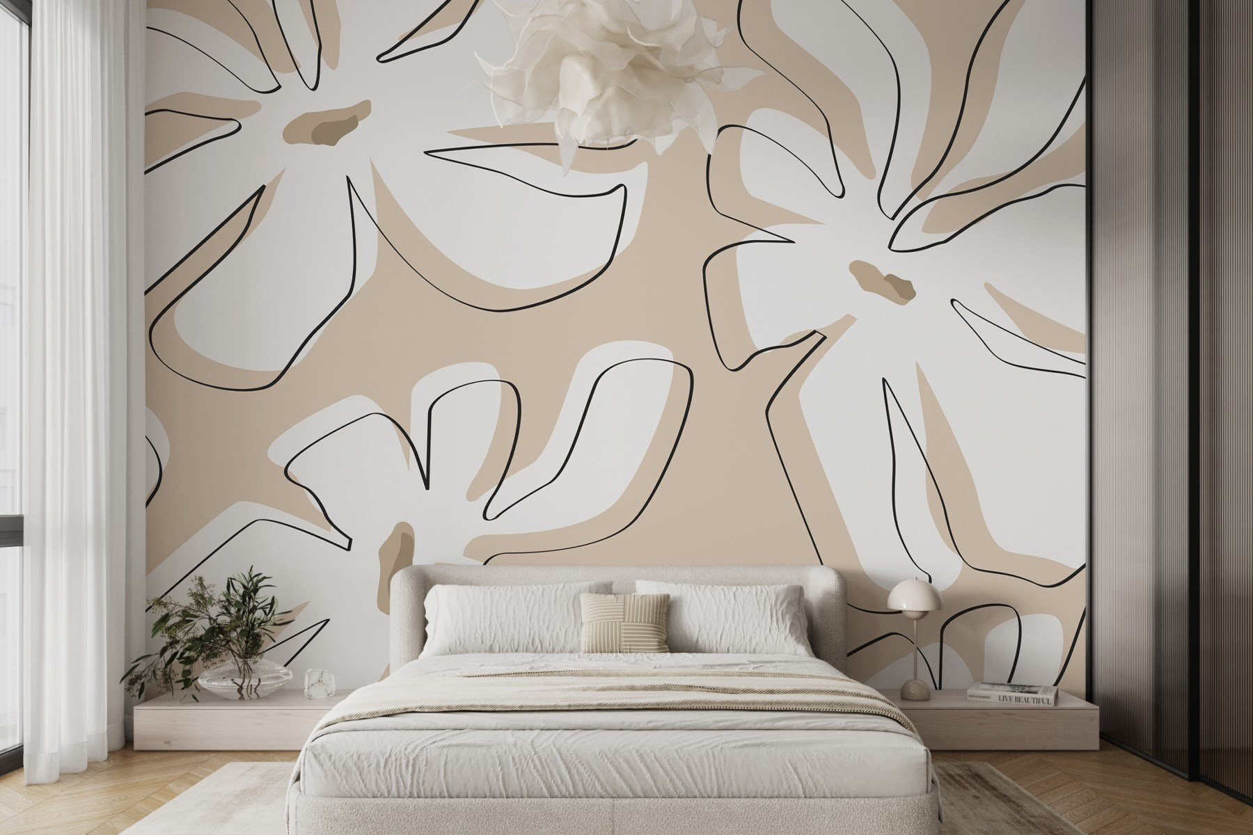 Pattern of flowers on a beige background Pattern of flowers on a beige background