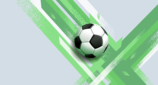 Minge de fotbal pe un fundal verde și alb Minge de fotbal pe un fundal verde și alb