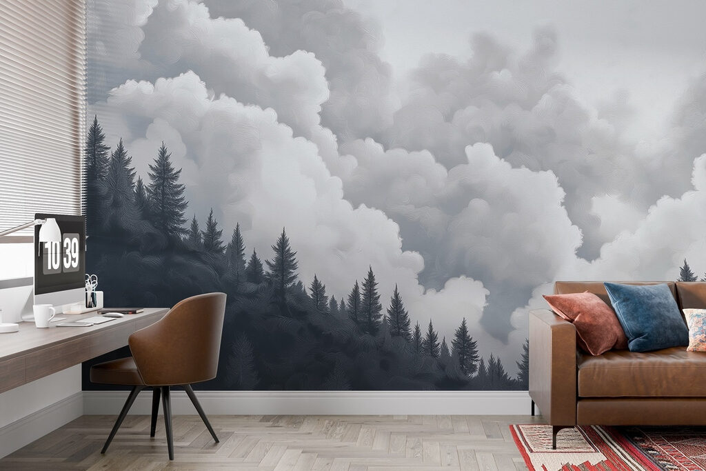 Group of trees and clouds