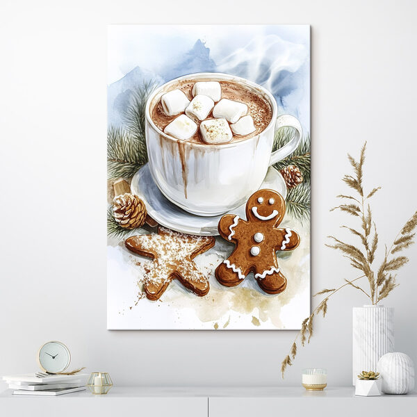 Cup of hot chocolate with marshmallows and gingerbread cookies Cup of hot chocolate with marshmallows and gingerbread cookies