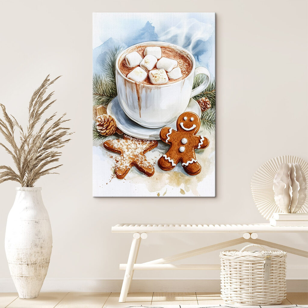 Cup of hot chocolate with marshmallows and gingerbread cookies Cup of hot chocolate with marshmallows and gingerbread cookies