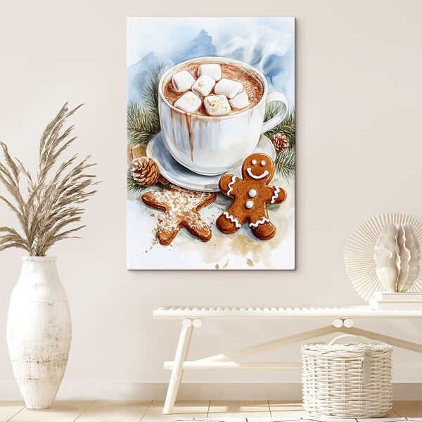 Cup of hot chocolate with marshmallows and gingerbread cookies Cup of hot chocolate with marshmallows and gingerbread cookies