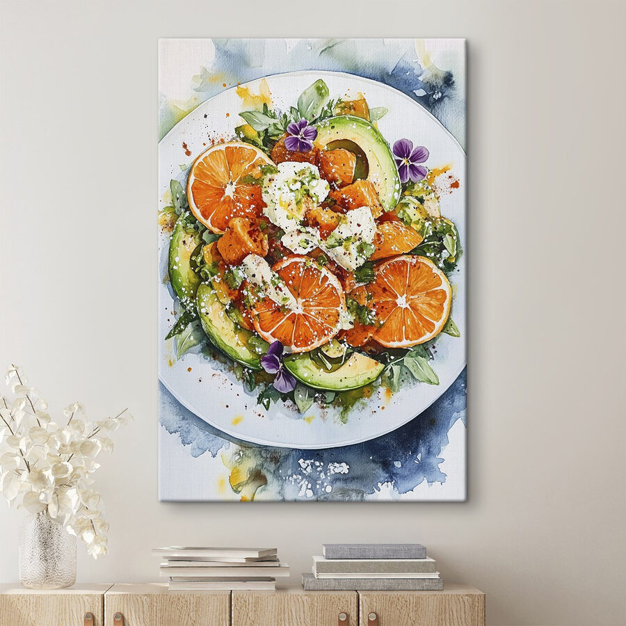 Farfurie de mâncare cu portocale și avocado