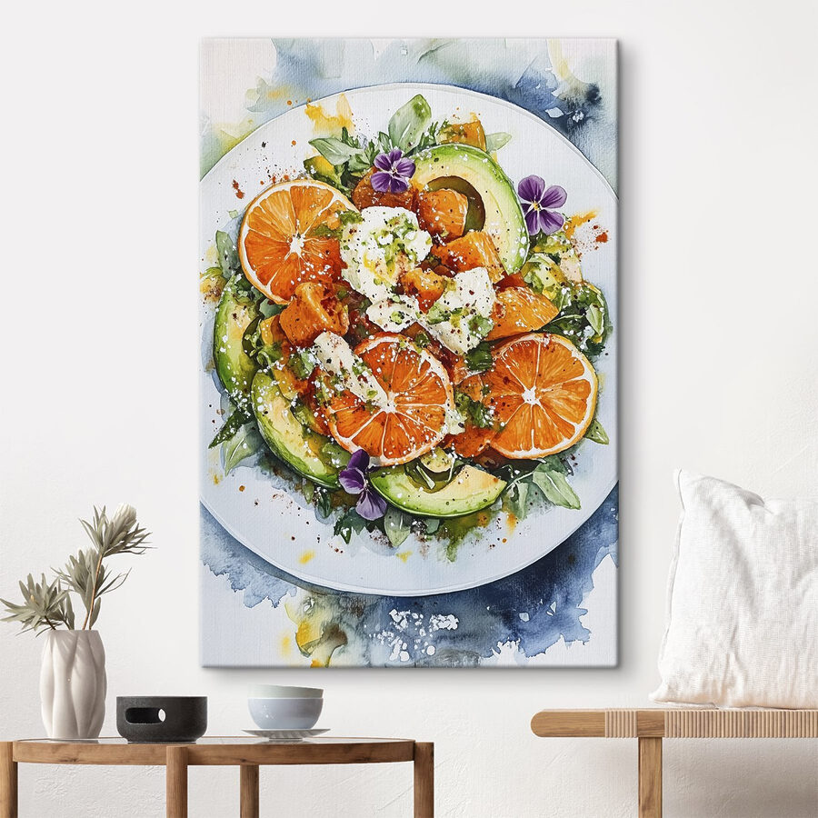 Farfurie de mâncare cu portocale și avocado