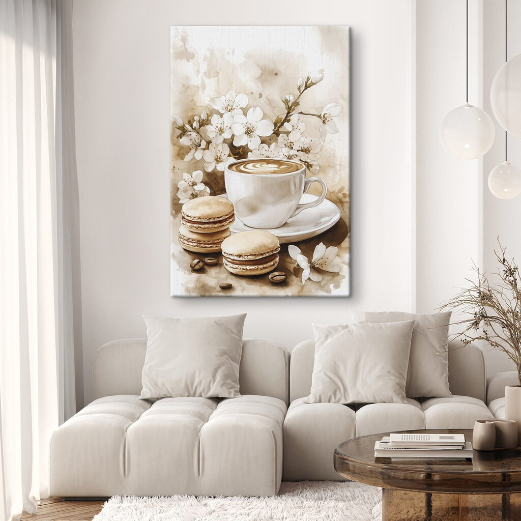 Cup of coffee and macaroons