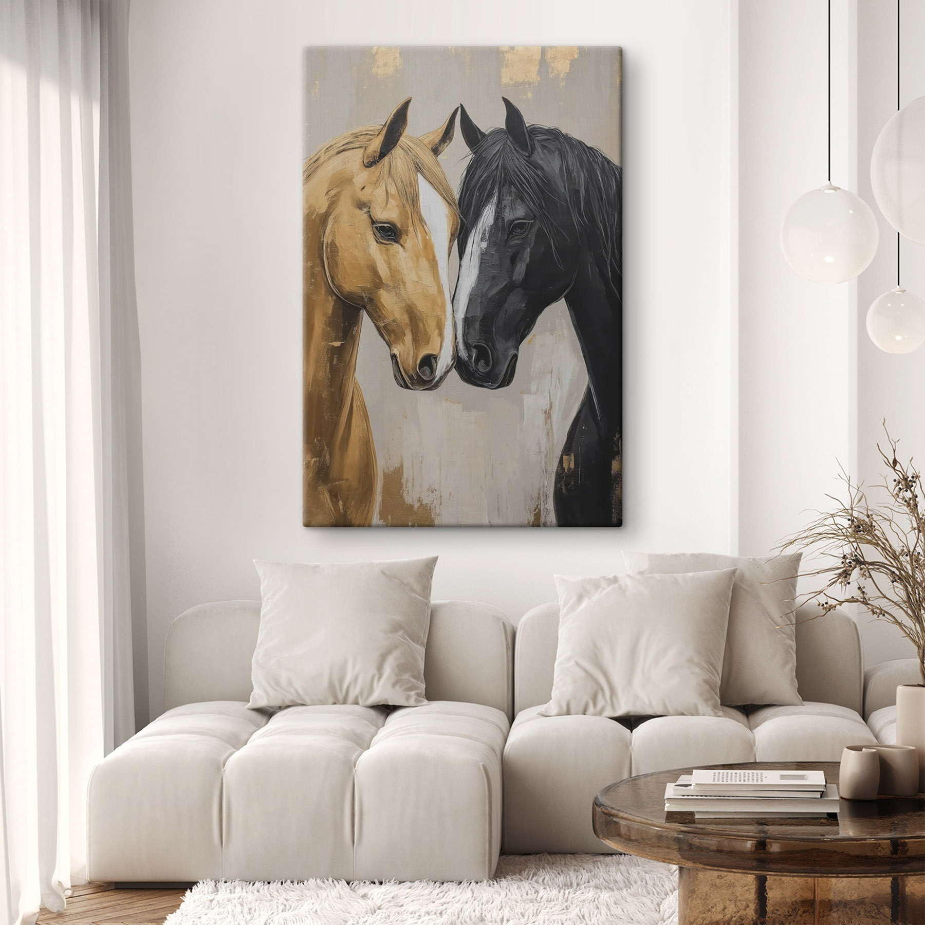Two horses in gentle embrace Two horses in gentle embrace