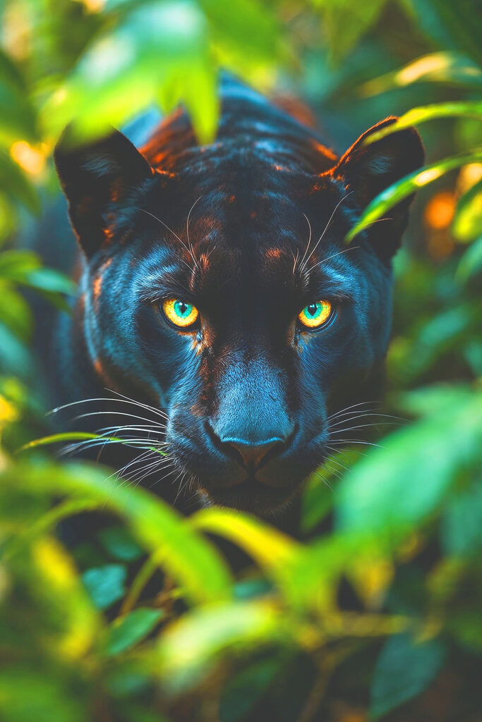 Black panther with green eyes Black panther with green eyes