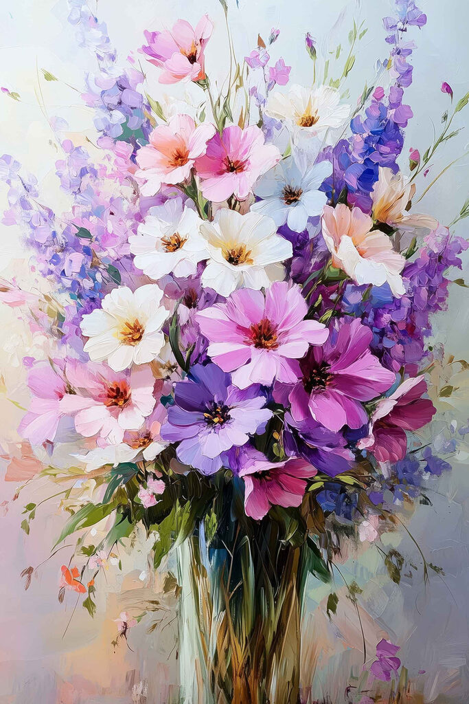 Painting of flowers in a vase