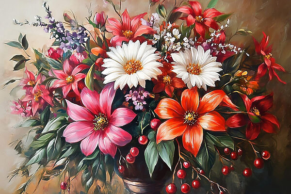 Pictura de flori într-o vază Pictura de flori într-o vază