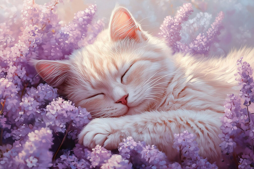 Pisica dormit într-un pat de flori s42012p 1024x683 - Pisica dormit într-un pat de flori - tegory