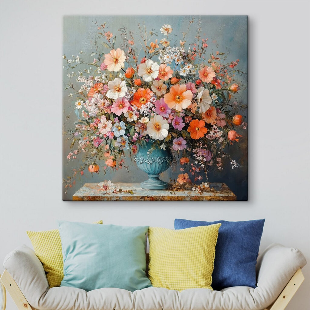 Vase of flowers on a stone surface