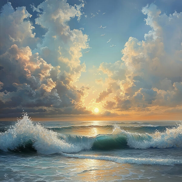 Waves crashing on the beach